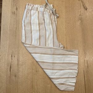 Chico’s stripe linen crop drawstring pants 2.5 (14) NWT